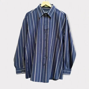Kenneth Cole Reaction Striped Buttoned Down Dressy Shirt Size Large